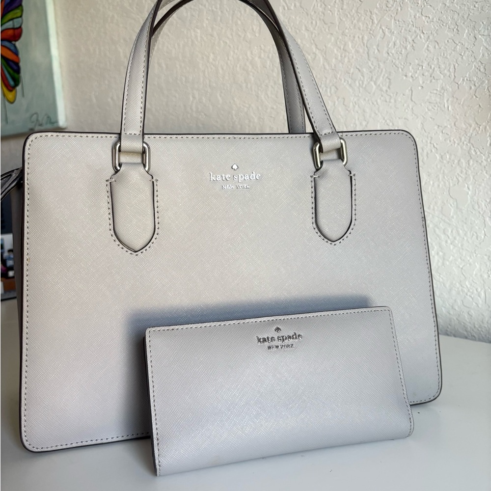 Kate Spade Gray Satchel Smooth Leather Classic Design